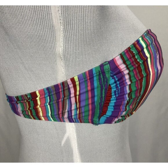 Victoria's Secret Strapless Twist Bikini Top Stripe Colorful Small - Picture 3 of 10